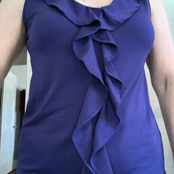 Nwot Banana Republic purple ruffle front b… - Picture 3 of 7